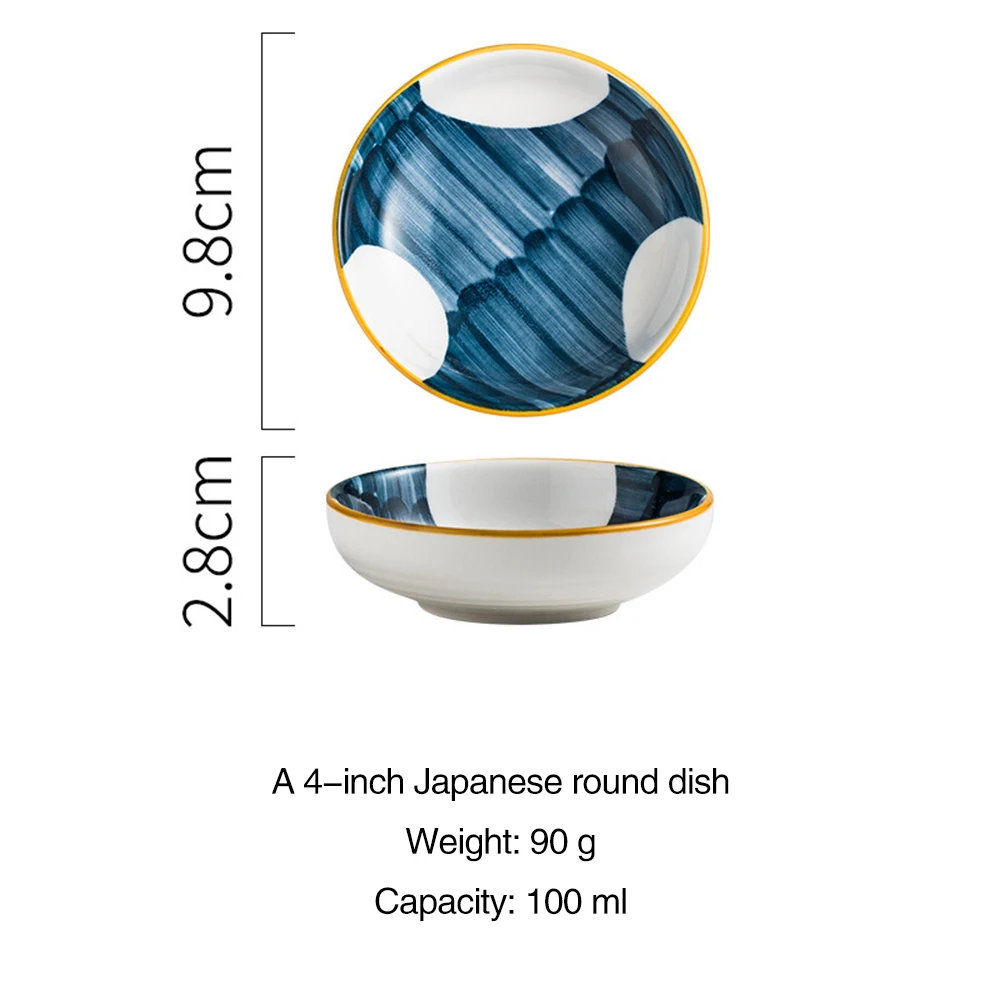 

Japanese-style 4 Inch Ceramic Sauce Vinegar Dish Underglaze Color Dishes Simple Dipping Bowl Home Dinner Plate Tray Tableware