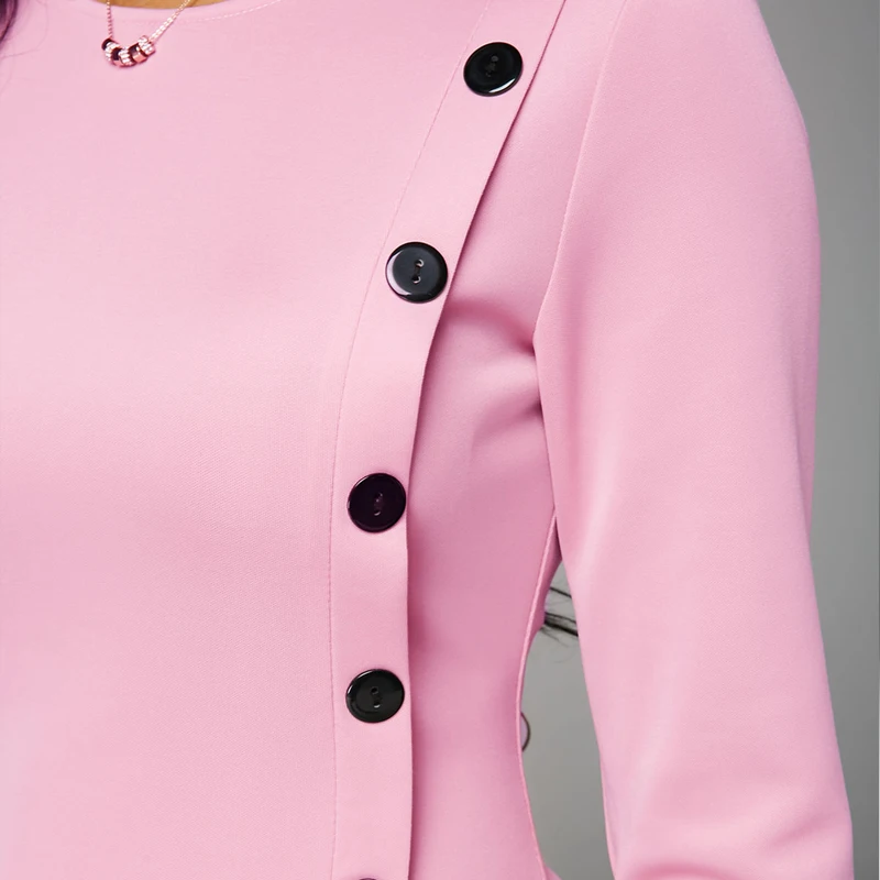 Женское платье миди в клетку с круглым вырезом и карманами|Женские платья| |