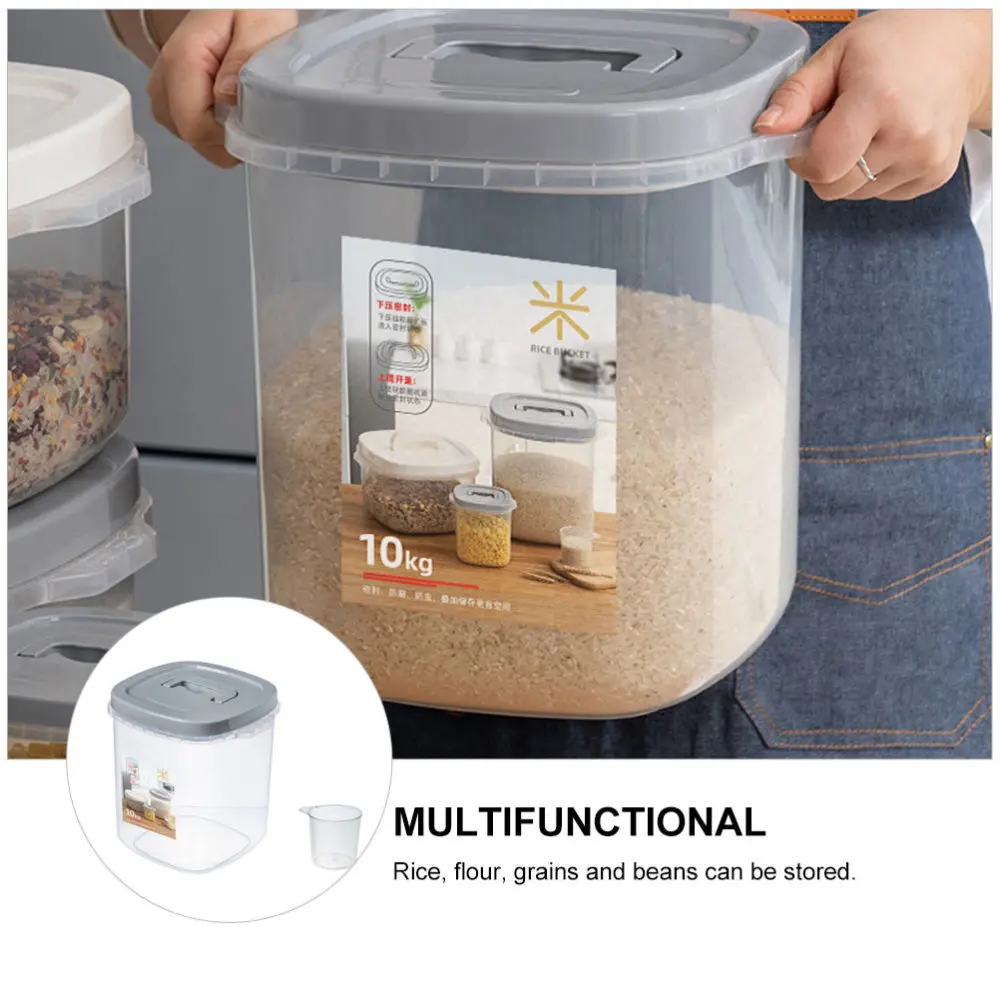 

1pc Sealing Rice Box Kitchen Rice Bucket Household Rice Storage Box (Grey)