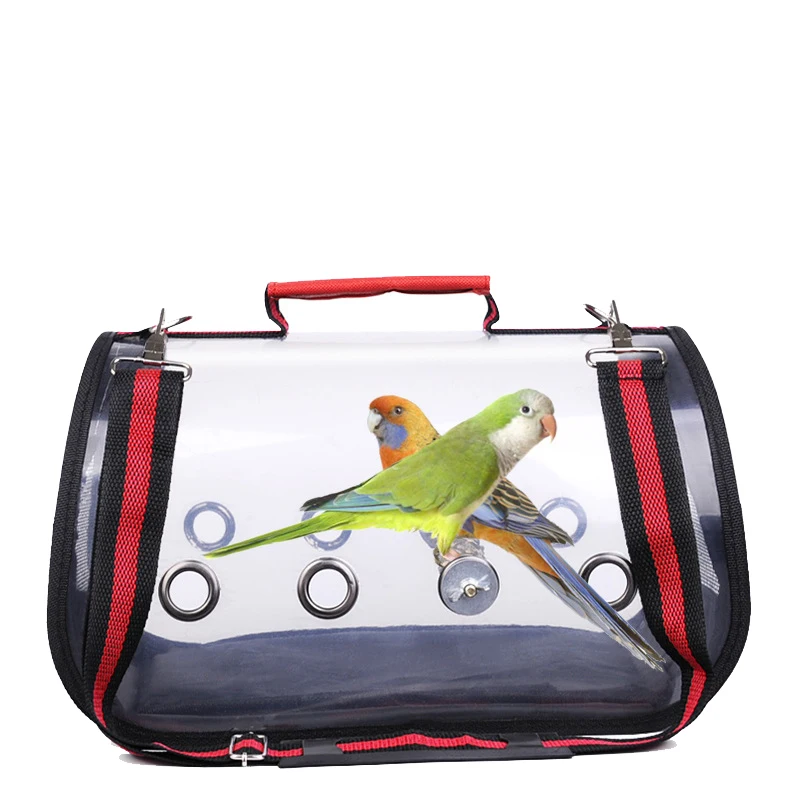 

Parrot Outing Package Large Space Breathable Mesh Wooden Standing Stick Two-Way Zipper Metal Buckle Transparent Material Fashion