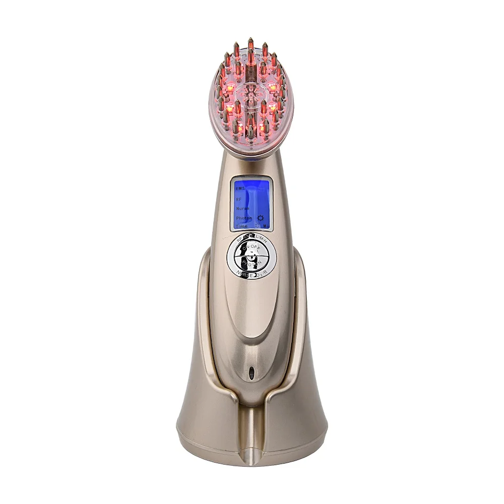 Hair Loss Treatment Laser Vibration Massage Comb Beauty Equipment RF Radio Frequency Micro Current EMS To Help Hair Growth