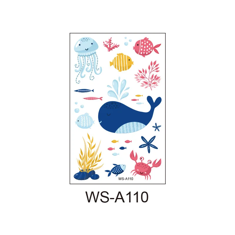 10 видов мультяшных татуировок с морской рыбой одноразовые водонепроницаемые