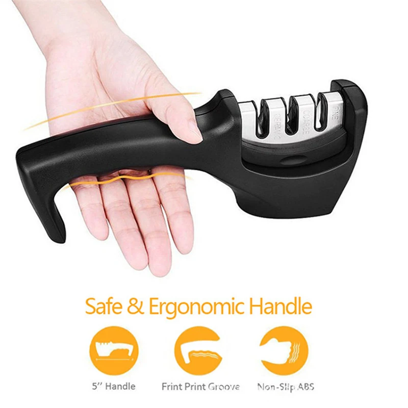 Knife Sharpener Kitchen Knives Sharpening Stone 3-Stage Diamond Ceramic Tool Sharpens Dull Quickly | Дом и сад