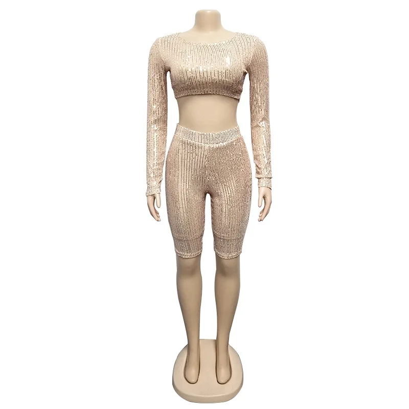 Сексуальный боди Женский комбинезон с длинным рукавом блестками из двух частей
