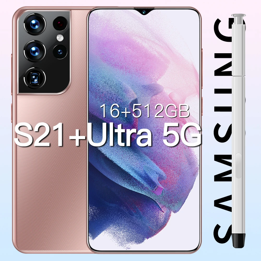 

Global Version S21+Ultra 6.7 Inch Smartphone 16GB+512GB Android 11.0 32+50MP 6800Mah Support Google GPS Wifi 5G Network Phone
