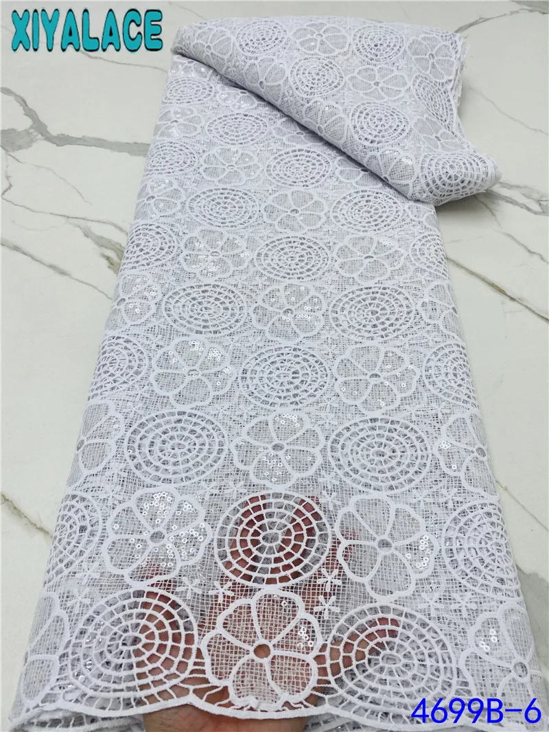 

Чисто белые кружева, гипюровая кружевная ткань, 2021 тканевый шнур, кружева из молочного шелка с блестками, нигерийские платья для женщин KS4699B ...