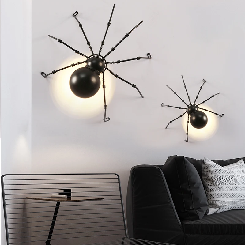 

American Personality Insect Wall Lamp Creative Bar Restaurant Aisle Spider Decorative Wall Light Retro Industrial Wind led Light