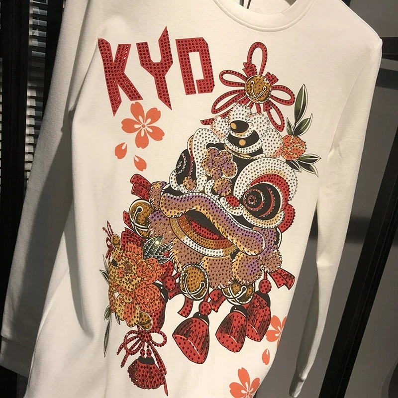 

2021 autumn and winter best selling sweatshirts personalized hot drilling sportswear men's fashion top quality 100% cotton pullo