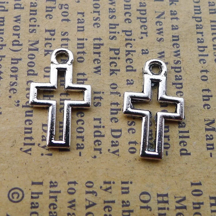 

20pcs/Lot 10x18mm Antique Silver Color Hollow Christian Cross Charms Pendant For Jewelry Making DIY Jewelry Findings