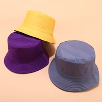 hot selling fisherman hat men simple casual bucket hat women solid color reversible sun protection hat couple unisex panama cap