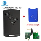 Okey Tech 4 кнопки 433 Мгц дистанционный умный Автомобильный ключ для Renault Laguna Koleos Megane со вставкой Blade 46 PCF7952 силиконовый чехол