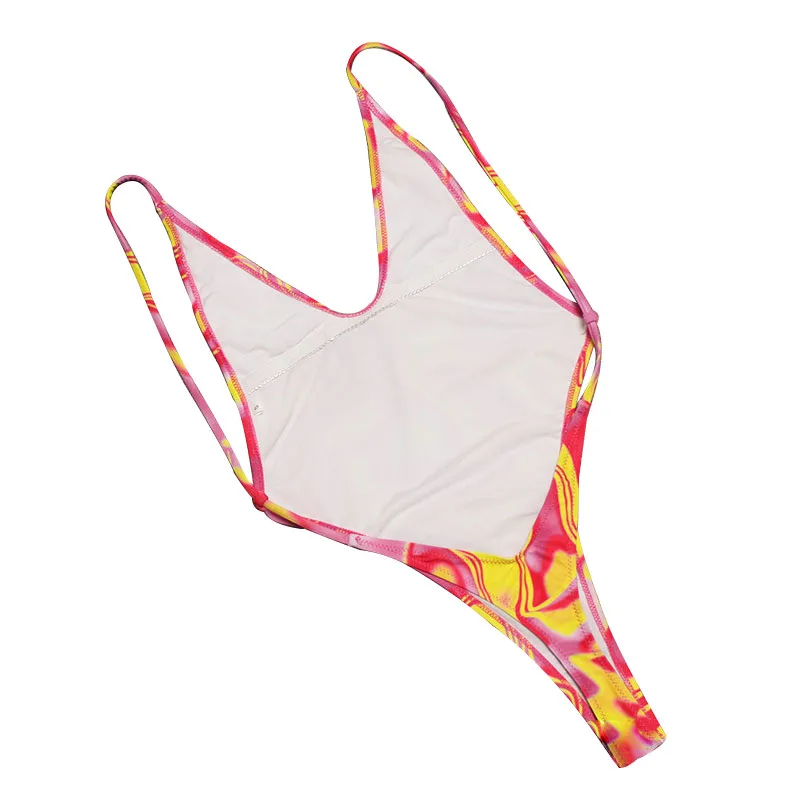 Женский слитный монокини с высоким вырезом купальники цветочным принтом пляжная