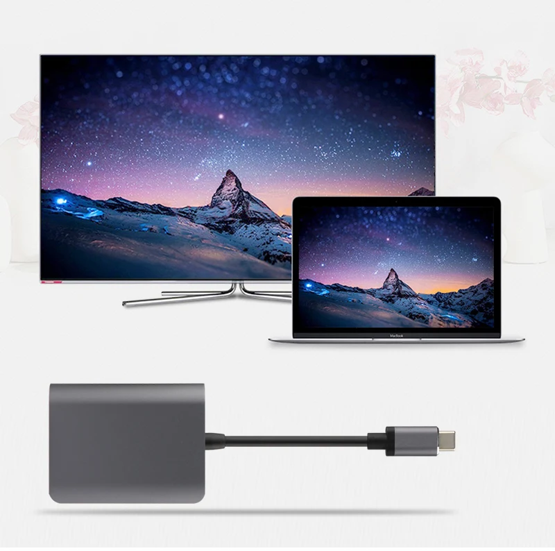 Ajiuyu USB C HDMI кабель Тип C к HDMI VGA разъем адаптера USB-C HDMI конвертер type-C Thunderbolt 3 док-станция для MacBook Pro Air Multi