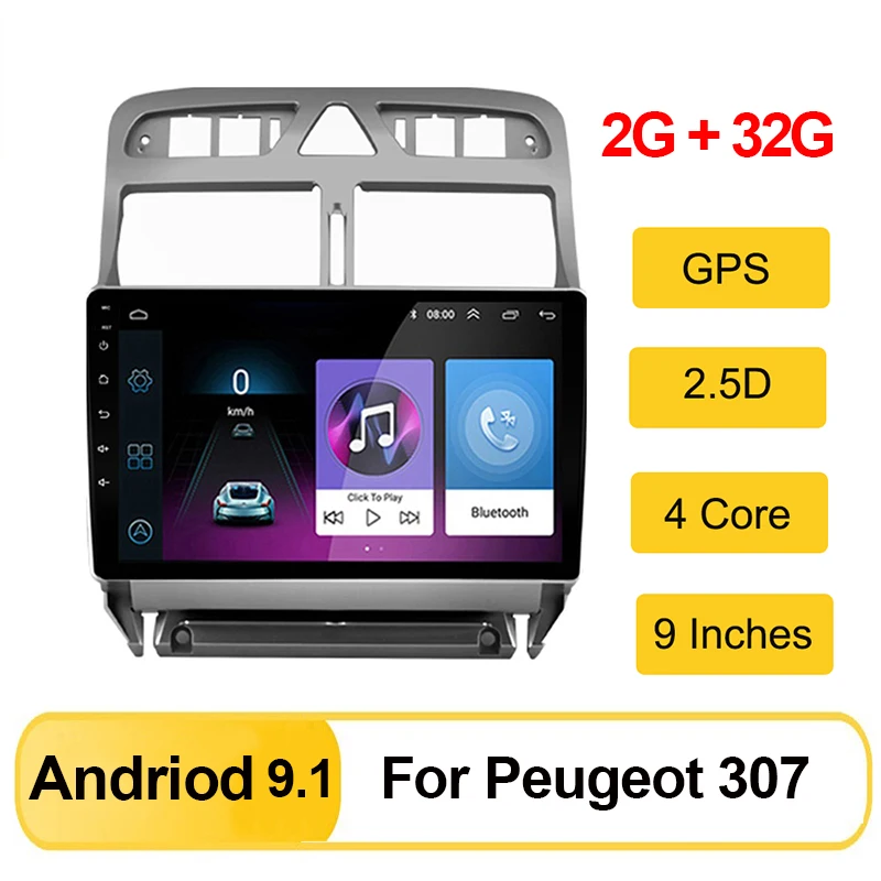 2din Android 9 1 Автомобильный мультимедийный MP5 плеер для Peugeot 307 307CC 307SW 2002 2013