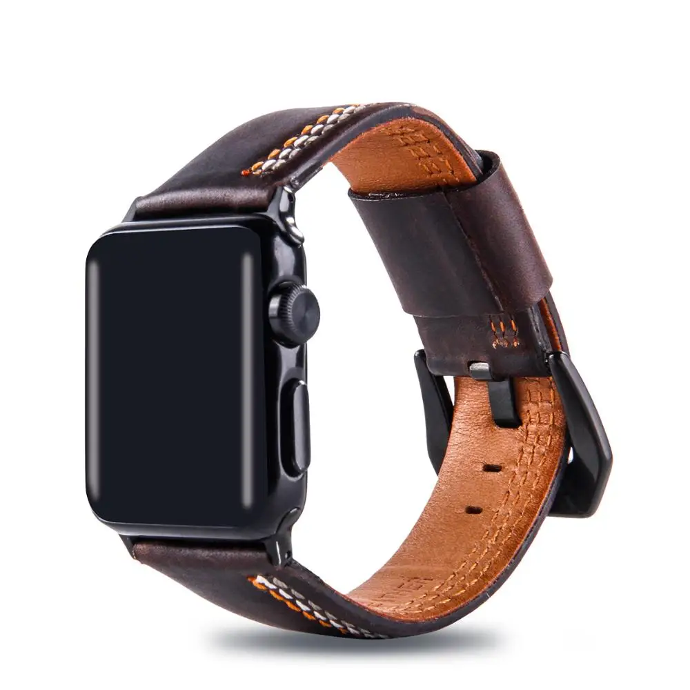 Ремешок из натуральной кожи для Apple Watch band 42 мм 38 мм iwatch series 4 3 2 band 44 мм 40 мм Suture style ремешок для часов браслет