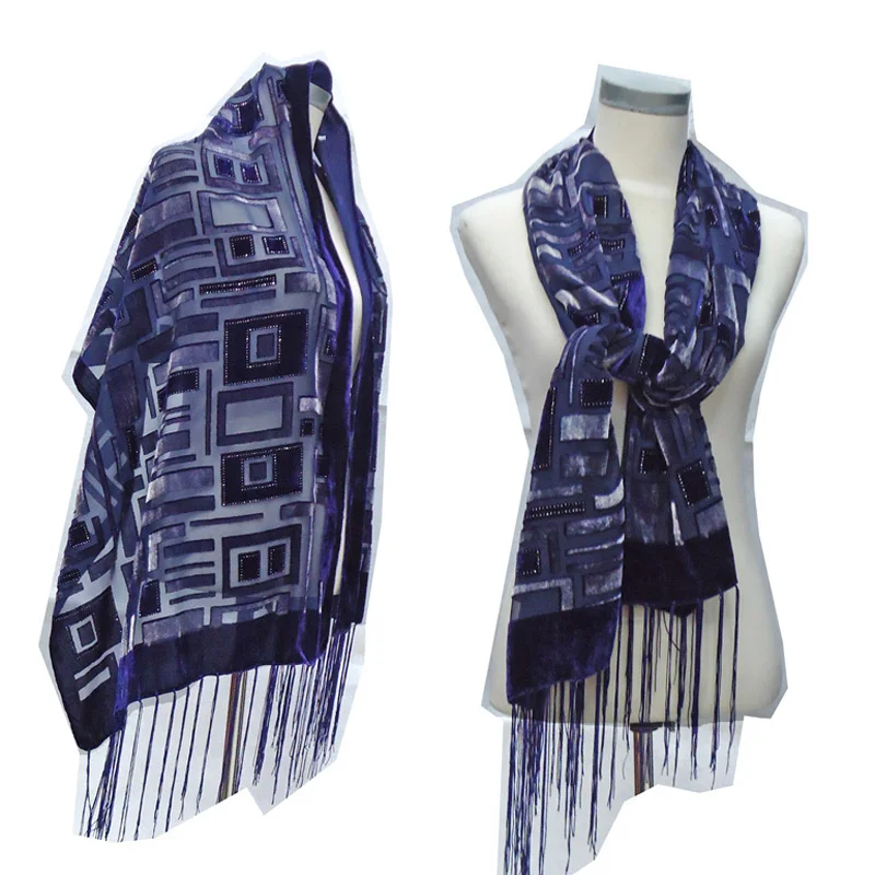 2020 Новая мода выгорания бархатная шарф для женщин роскошный дизайнерский блеск