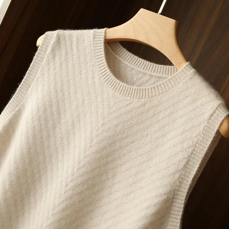 

Кашемировый пуловер без рукавов, новый свитер 2021 года, свободный свободный жилет для женщин, жилет из 100% чистой шерсти, женский осенне-зимни...