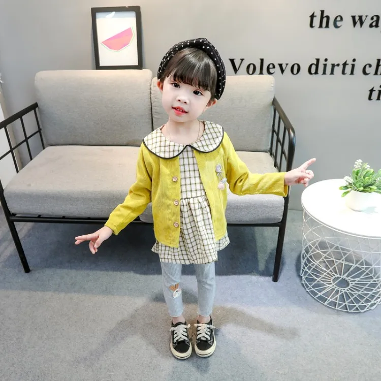 Весенне-осеннее платье для новорожденных Хлопковое малышей с ананасом нарядные