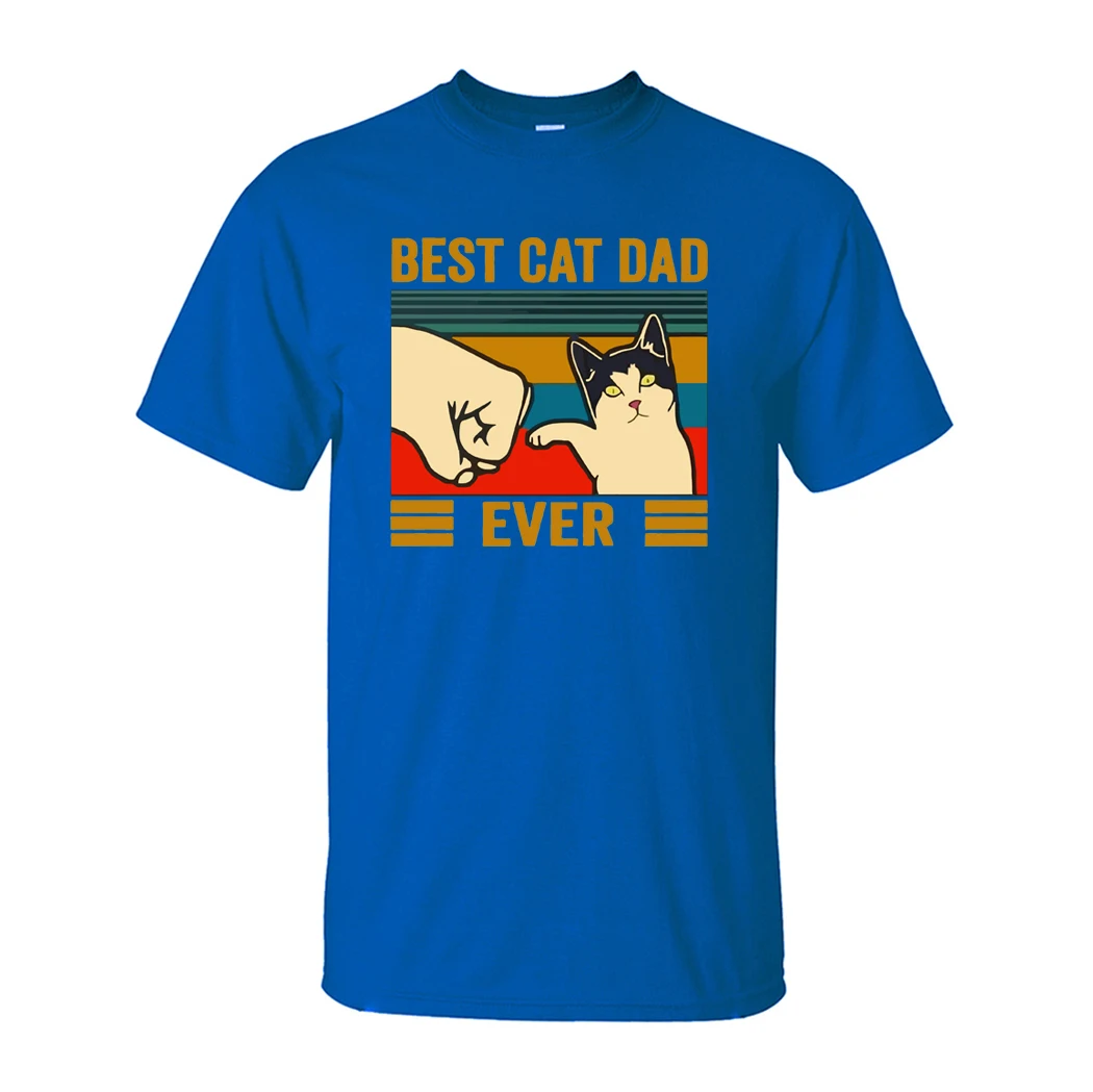 

2021 Best Cat Dad Ever Summer Men's T Shirt Cotton Short Sleeve Fashion Cute Streetwear Animal Cats Male Tops Casual Tshirt