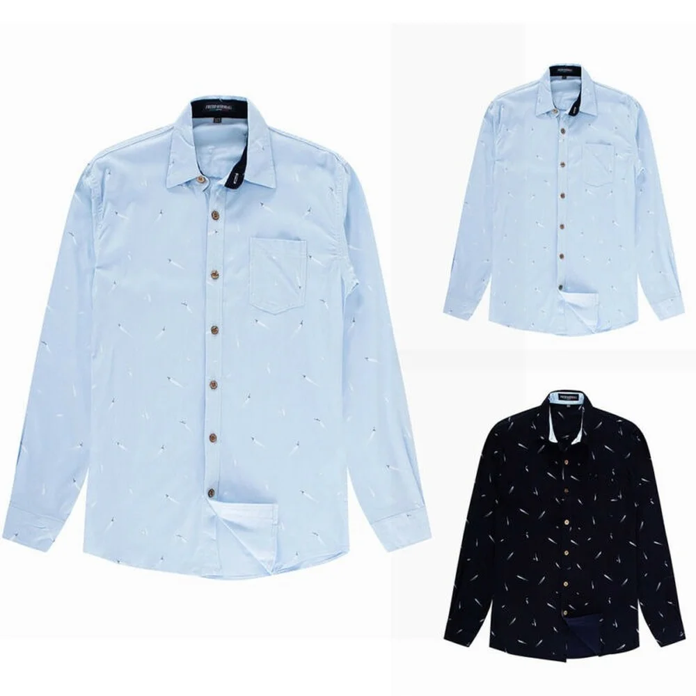 

Mens Long Sleeve Floral T-shirt Casual Tops Cotton Blouse Office Tee Shirts UK