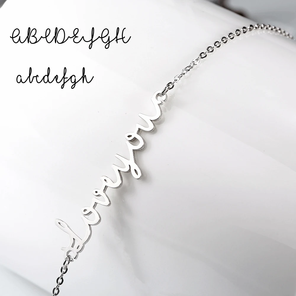 font31 L11 персонализированное именное ожерелье для женщин именное ожерелье и кулон именная табличка ожерелье Прямая поставка Ювелирные изделия Рождественский подарок - Окраска металла: font31