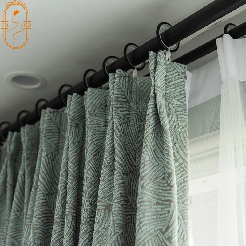 High-end Nordic Thick Cotton and Linen Jacquard Curtains Blackout Curtains for Living Room Bedroom Floor-to-ceiling Screens