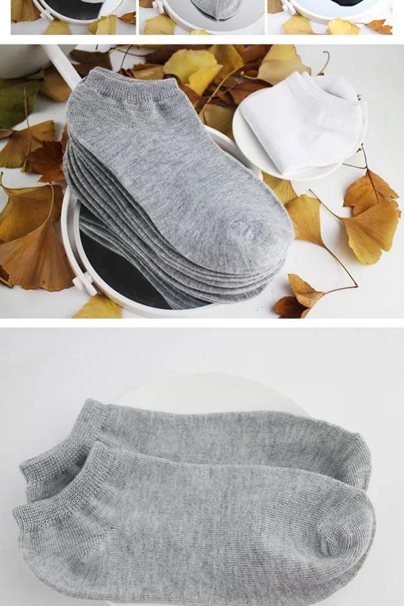 

10 Pairs Women Socks Breathable Sports socks Solid Color Boat socks Comfortable Cotton Ankle Socks White Black ~