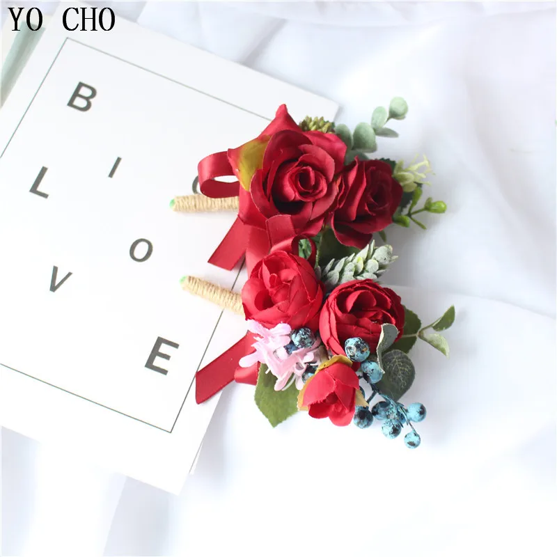 Прямая поставка Шелковый цветок на запястье искусственная Роза брошь подружки