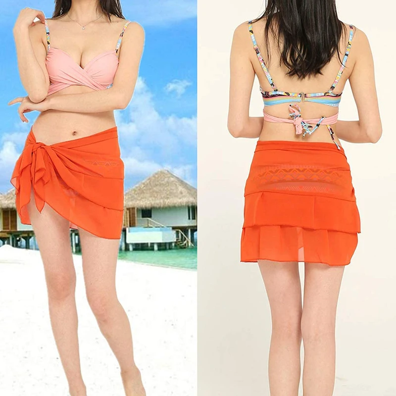 Женский купальник платье с запахом юбка шифоновый шарф пляжный саронг бикини