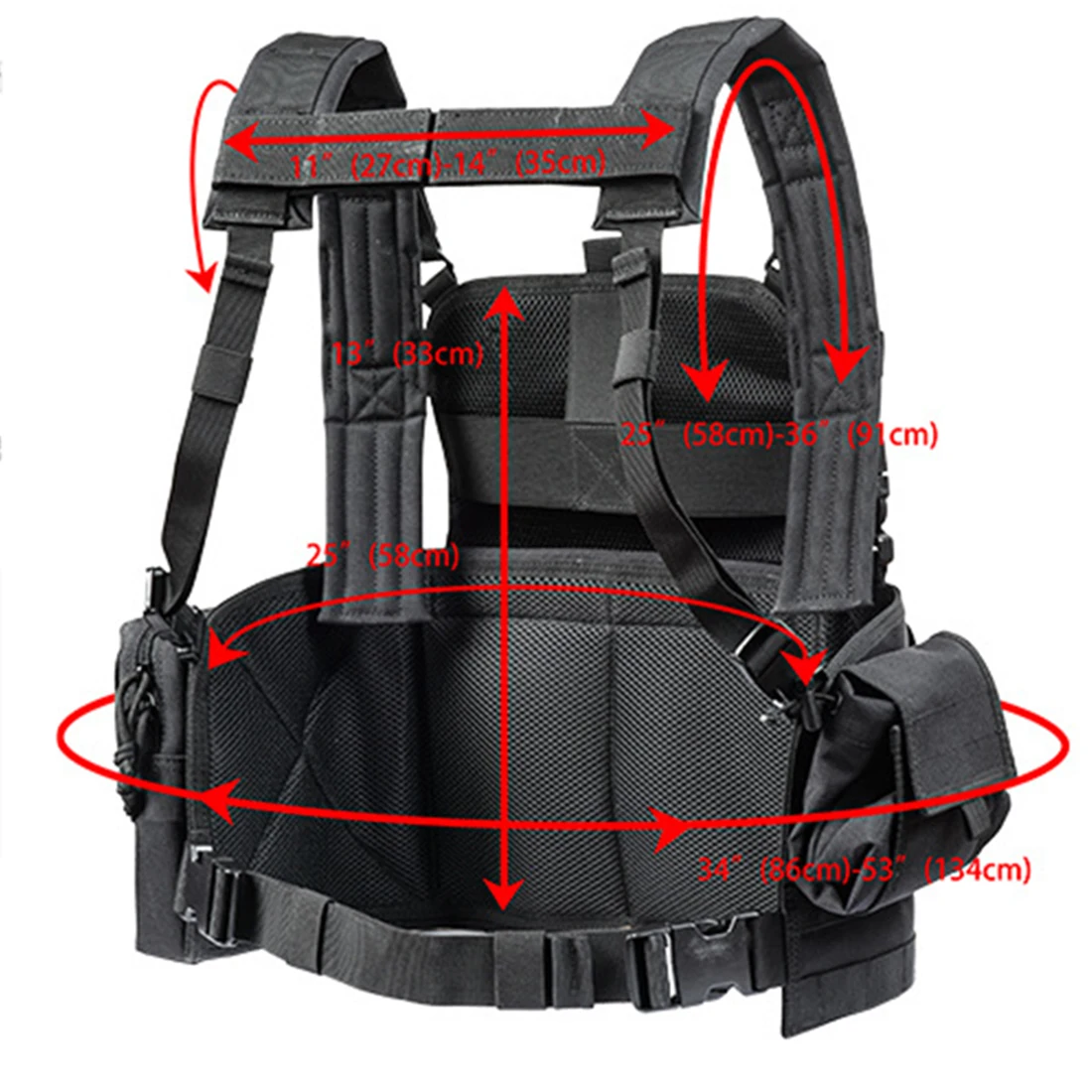 

YAKEDA Detachable Vest Lightweight Tactical Vest For Paintball Military Fans (Waist Extendable Size: 95-125cm) - Black CP