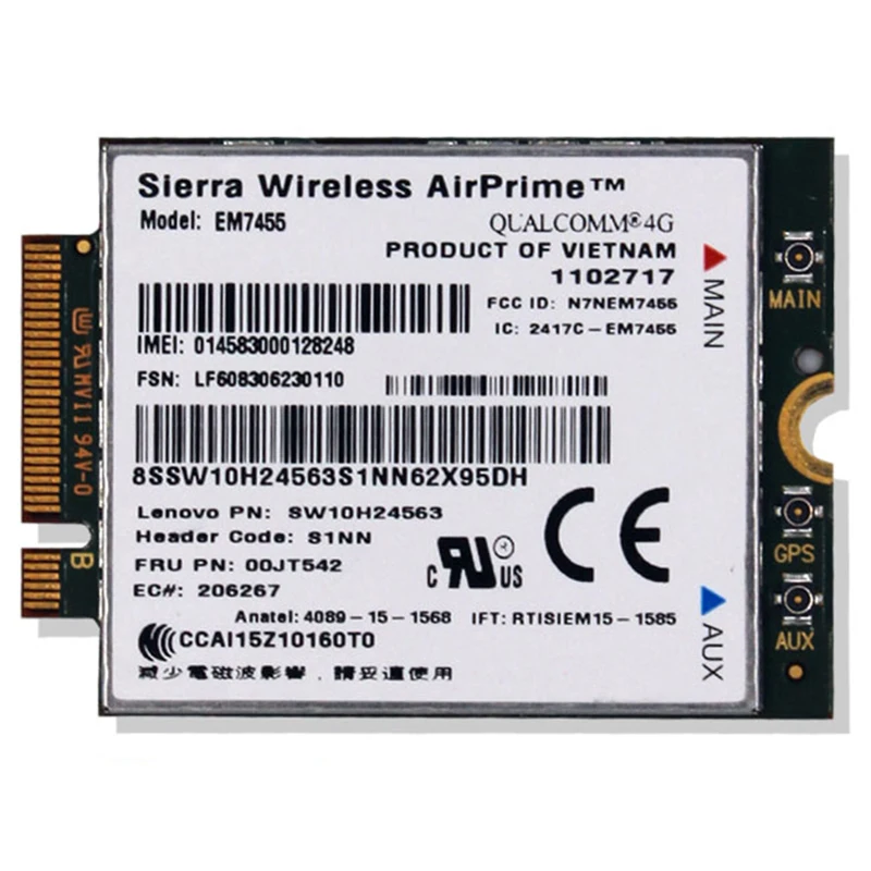 Модуль доступа в Интернет LTE 4G EM7455 00JT542 GOBI6000 для Lenovo Thinkpad L460 P40 P50 T460 X1 CARBON/YOGA X260 YOGA260|