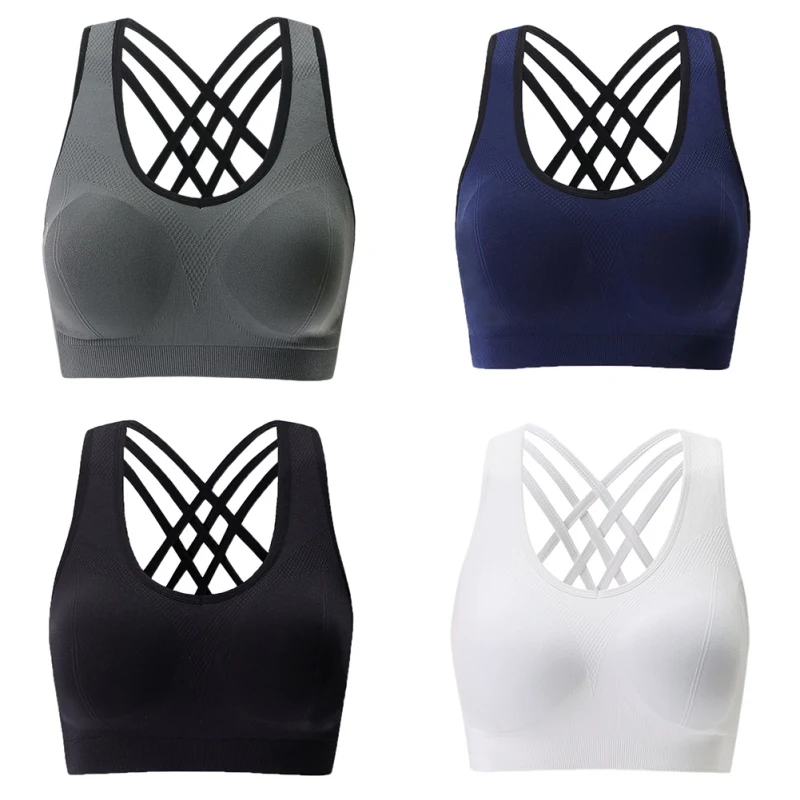 

Tank Tops Women Baxk Cross Sports Bra Underwear Push Up Wireless Sexy Lingerie