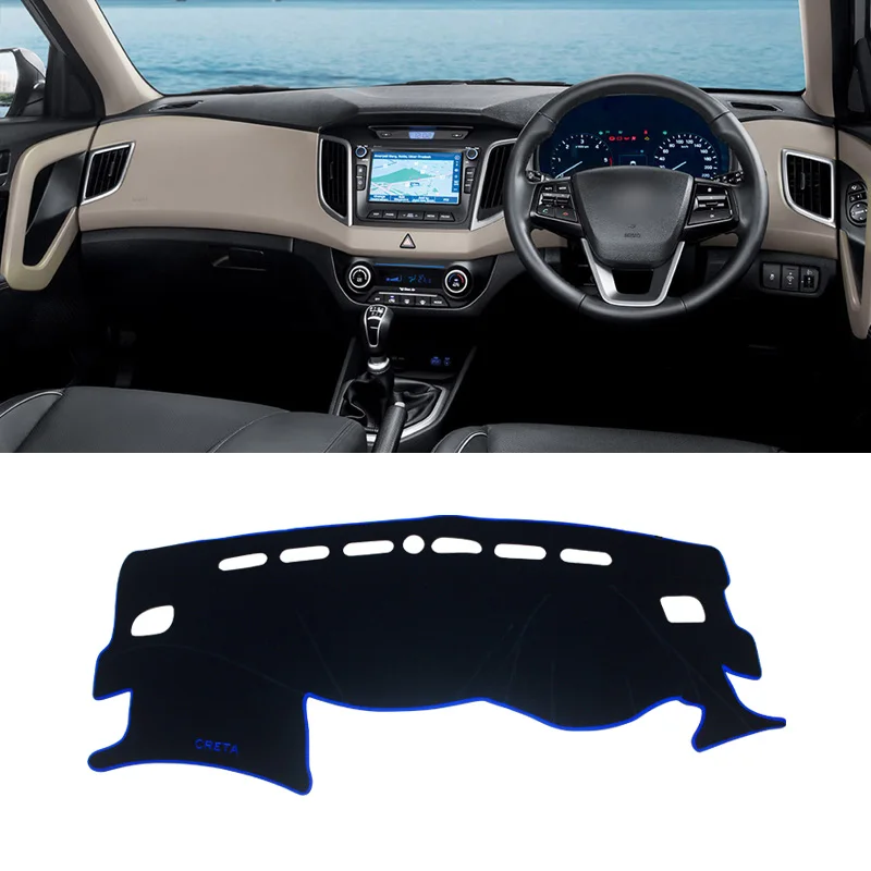 RHD Blue Side Приборной панели автомобиля крышка коврики Избегайте светильник pad инструмента платформы стол ковры для hyundai Creta Ix25- аксессуары - Название цвета: RHD Blue Side