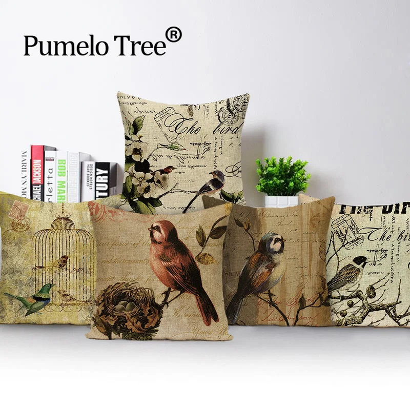 Романтическая наволочка для подушки европейская птица животное в деревенском