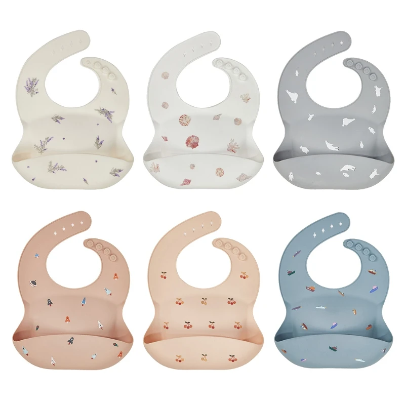 

Newborn Boys Girls Feeding Saliva Towel Baby Food Grade Silicone Waterproof Bibs 97BC