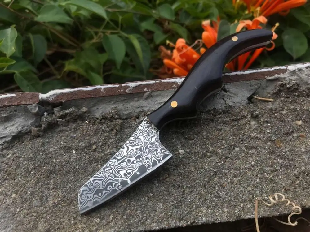90 слоев Дамасская сталь фиксированный нож ручной работы кованый охотничий 60HRC Ebony