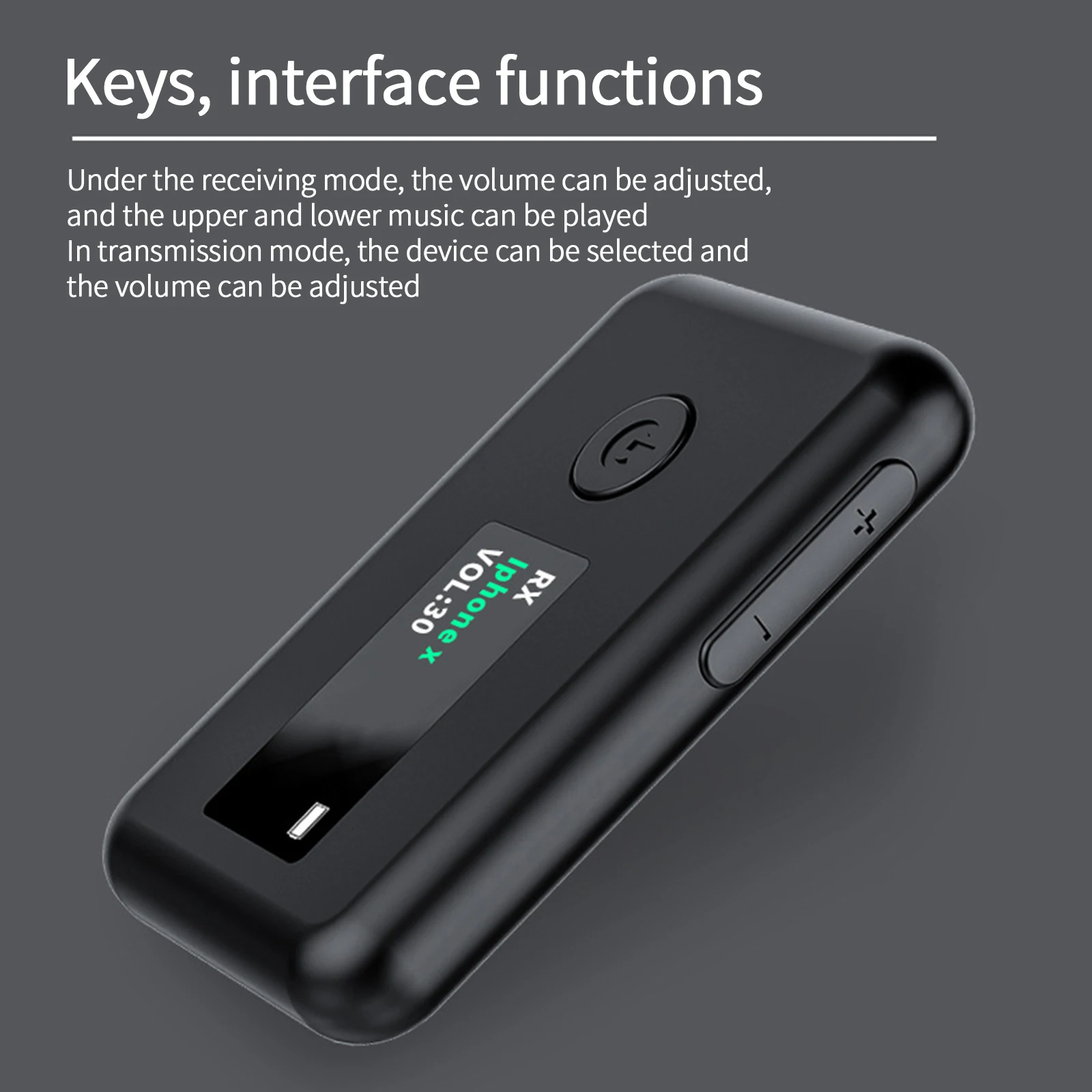 

Bluetooth5.0 Transmitter Receiver Screen Display Audio Adapter Splitter For Computer Earphone TV 2-In-1 Receive And Transmit