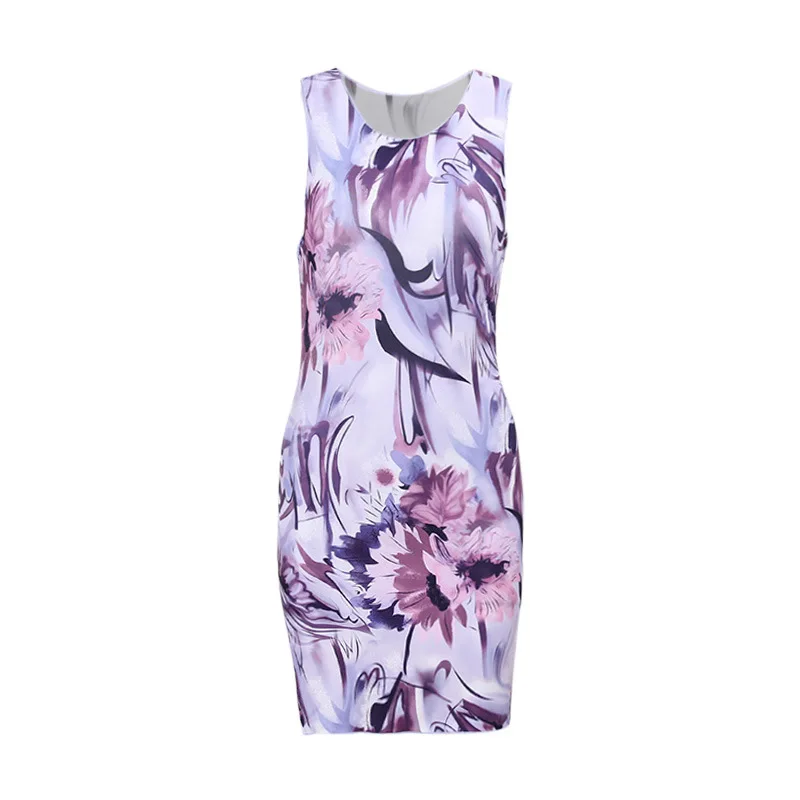 

Miguofan Y2K Sexy Bodycon Sexy Mini Women Dress Sleeveless Night Club Dresses Paisley Purple Slim Dress Vestidos