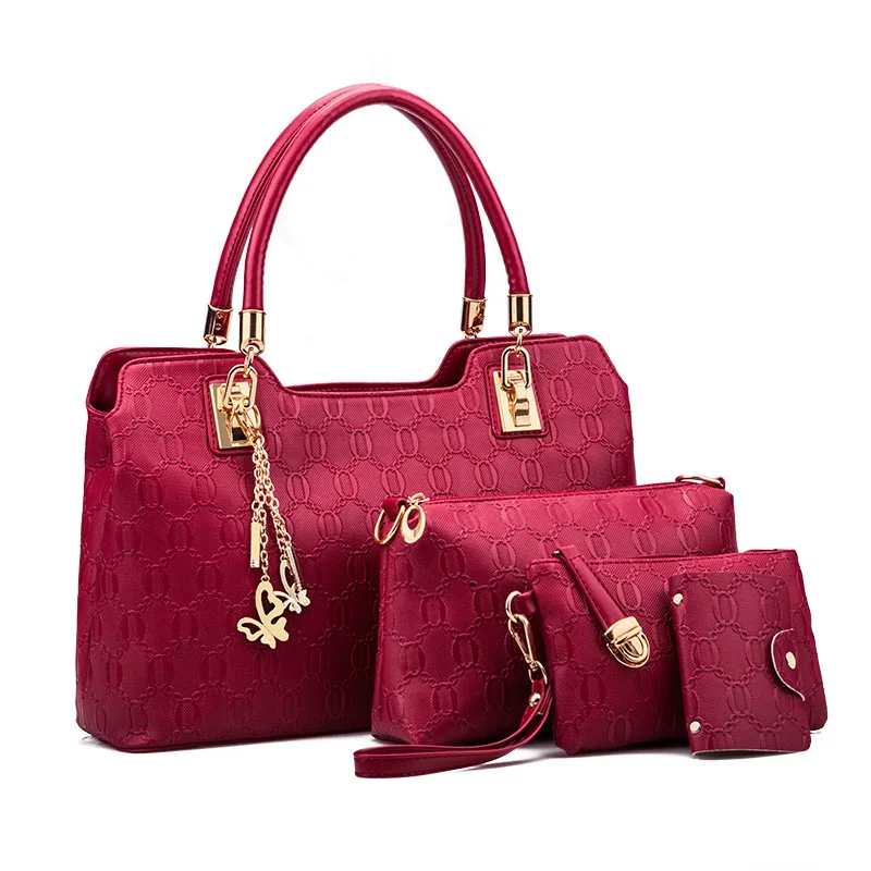 Женские сумки Set4 шт композитная сумка кожаная женская сумка-тоут через плечо для