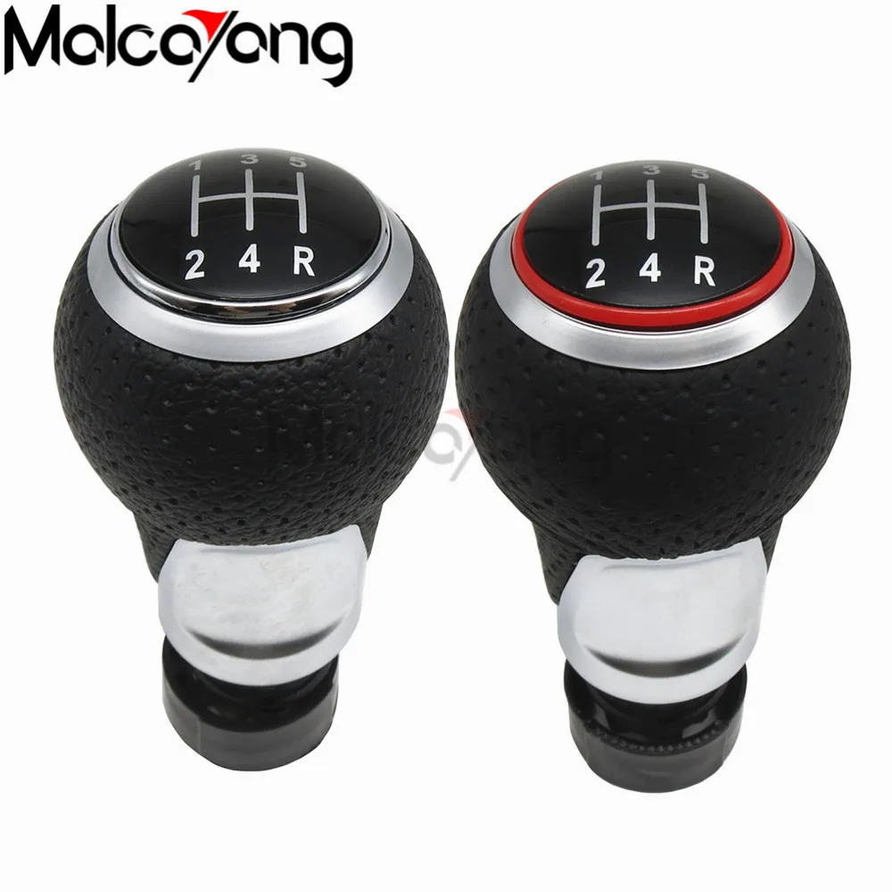 Кольцо рычаг переключения передач 5R с красным и серебряным кольцом кожаная ручка