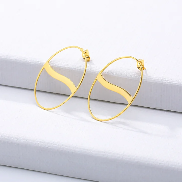 

Oval Sun Design Earring Studs Elegant Fashion Women Jewelry Girl Gifts