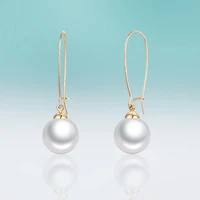 new fashion simple gold copper camber dangle round pearl earrings drop earrings for women jewelry gift for girlfriend brincos