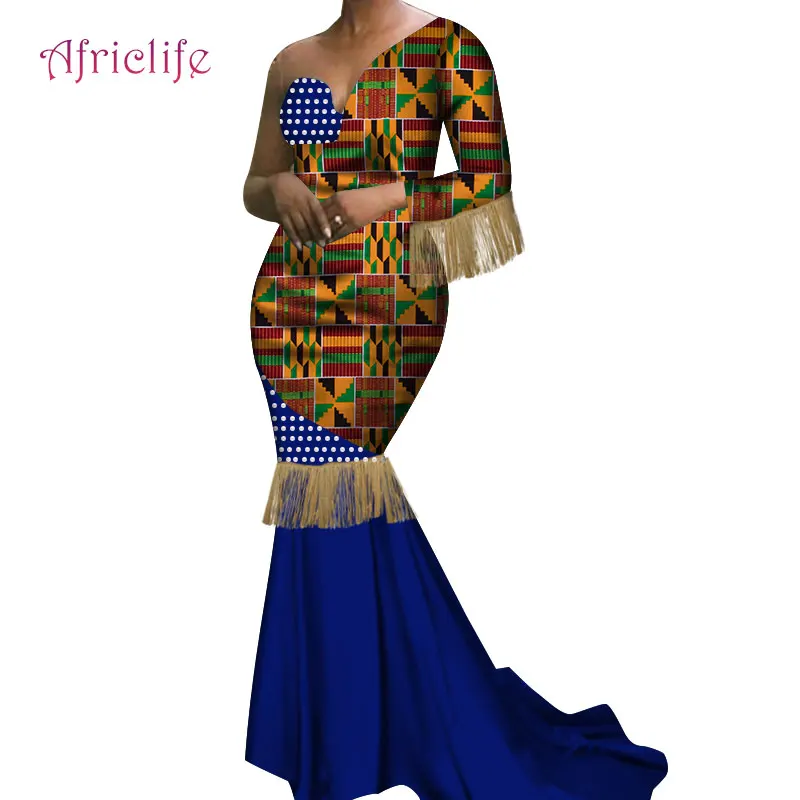 High-end Custom Wedding Party Evening Dress Fashion African Traditional Style Dresses Ankara Fabric Cotton Women Clothing WY5648