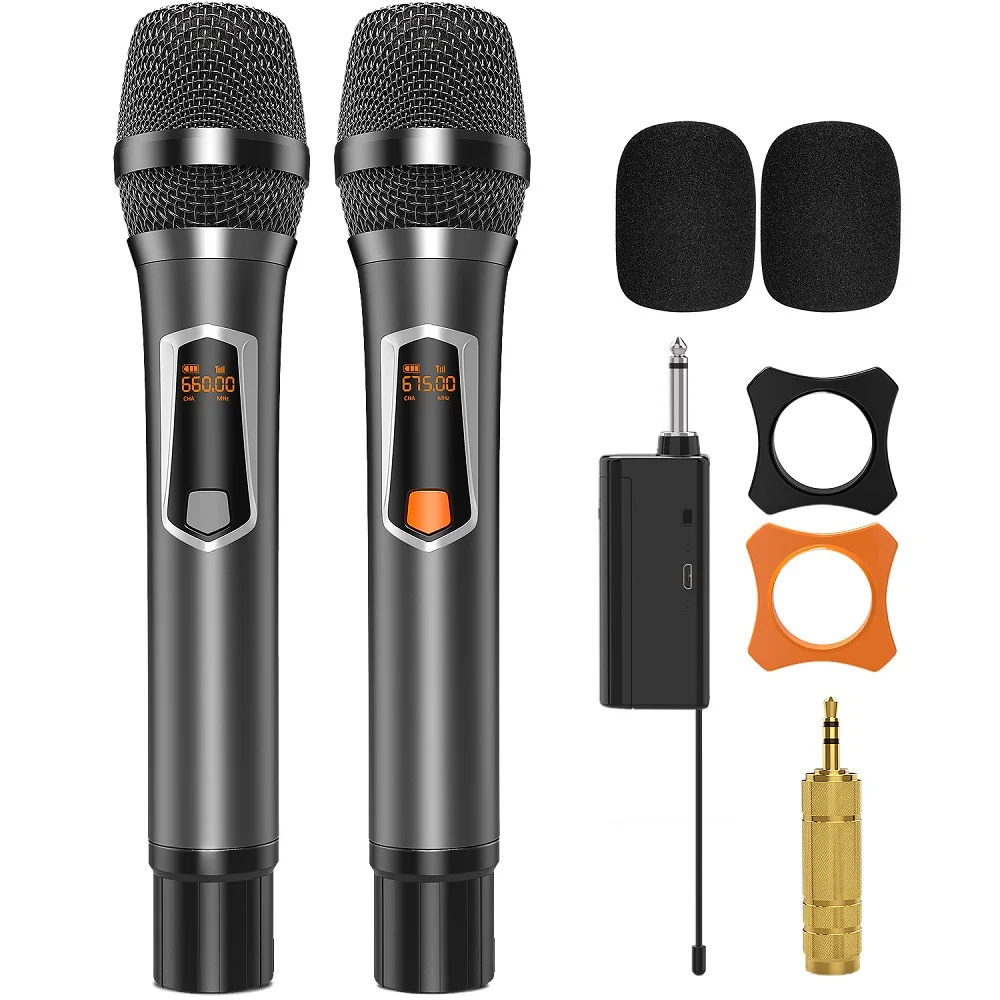 Беспроводной микрофон UHF с перезаряжаемой литиевой батареей профессиональный