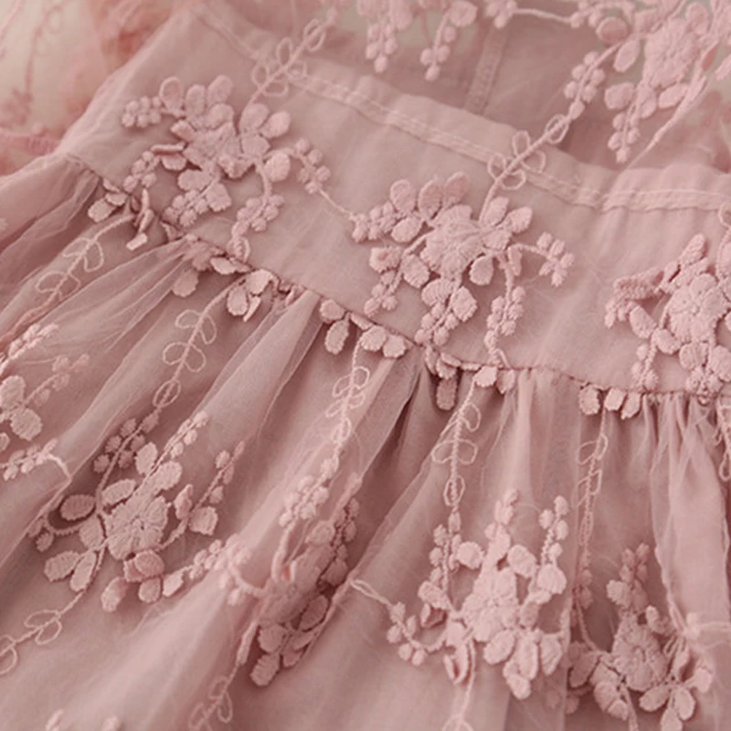 

Autumn Girls Dress Kids Dresses for Girls Lace Wedding Dress Elegant Party Frock Flower Princess Long Sleeve Girls Clothing