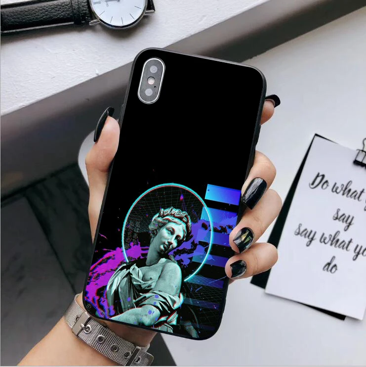 For iPhone X XS MAX XR Fashion sculpture art David Soft silicone Cover Phone Case 11 Pro 6 6S 7 8 Plus black |