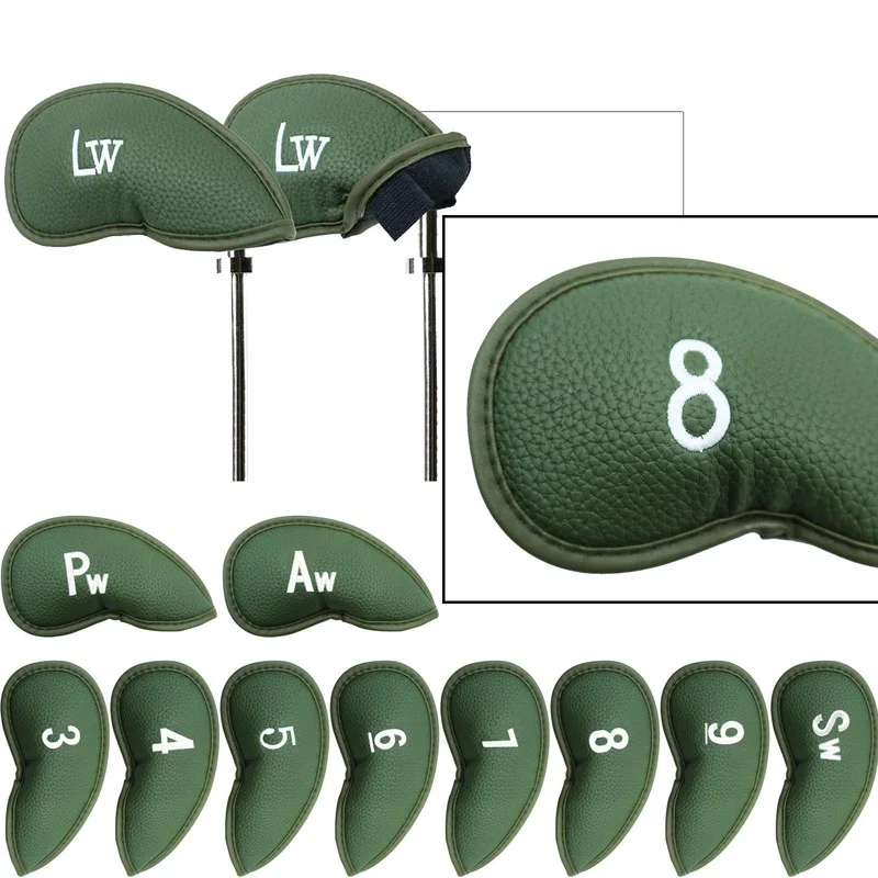 New 12 Pcs Thick Synthetic Leather Golf Iron Head Cover Set Headcover Fit All Brands Irons Clubs Drop Shipping | Спорт и развлечения