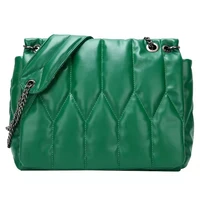 pu leather quilted shoulder bag designer women padded handbag chain totes 2021 hit winter fashion large capacity crossbody bag