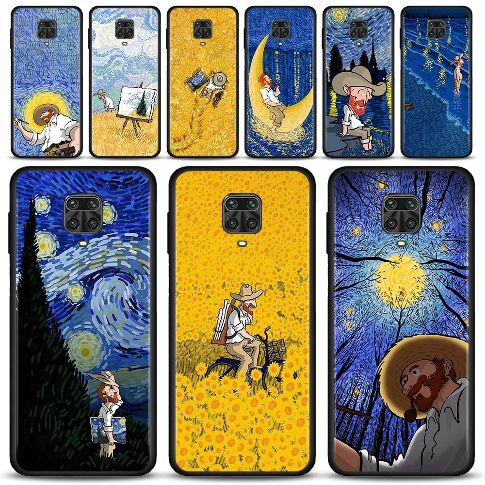 

MobilePhones Case For Xiaomi Redmi Note 11 9S 9 8 10 Pro Max Lite 9T 8T 7 9C 9A 8A 7A Caso Van Gogh Starry Night Printing