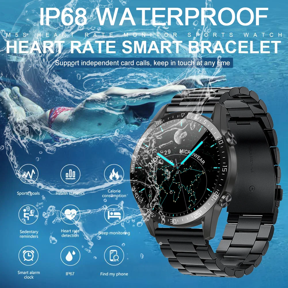 2021 new bluetooth call smart watch men full touch screen ip68 waterproof heart rate health sports smartwatch pk huawei gt2 pro free global shipping